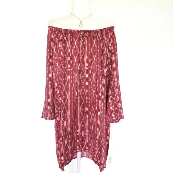 Serena Williams Off-the-Shoulder Tribal Dress Sz L - Picture 2 of 8